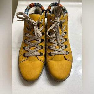 Rieker Yellow and Multicolor High-Top boots